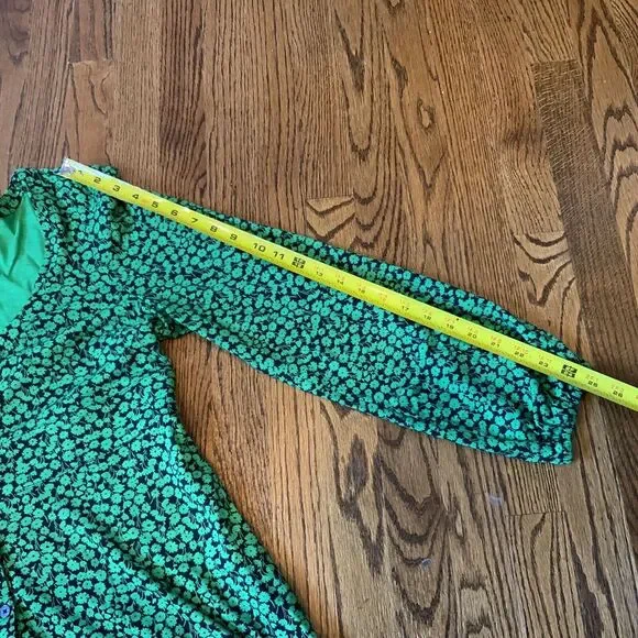 Boden Floral Dress Size 12 L Green Floral Jersey Short Balloon Sleeve Modal - Picture 6 of 9